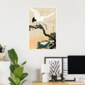 Ooievaar en dennenboom Japanse kunstdruk Thuis Poster (Thuiskantoor)