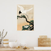Ooievaar en dennenboom Japanse kunstdruk Thuis Poster (Keuken)