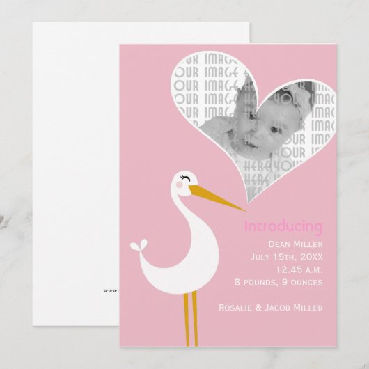 Ooievaar Geboorte Aankondiging (Voorkant / Achterkant)