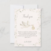 Ooievaar groen Baby shower Bedankkaart (Voorkant)