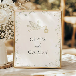 Ooievaar Groen Baby shower Cadeaus en Kaarten Teke Poster