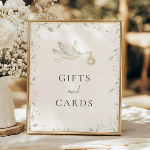 Ooievaar Groen Baby shower Cadeaus en Kaarten Teke Poster