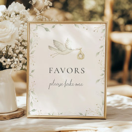 Ooievaar groen Baby shower gunsten teken Poster