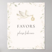Ooievaar groen Baby shower gunsten teken Poster (Voorkant)