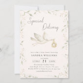 Ooievaar groen Baby shower Kaart (Voorkant)