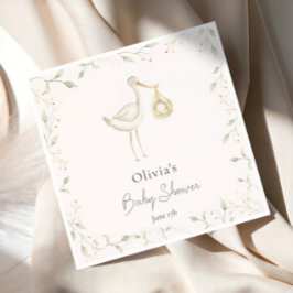 Ooievaar groen Baby shower Servet