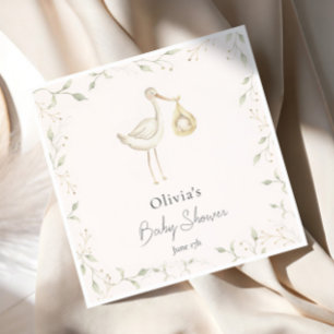 Ooievaar groen Baby shower Servet