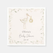 Ooievaar groen Baby shower Servet (Voorkant)