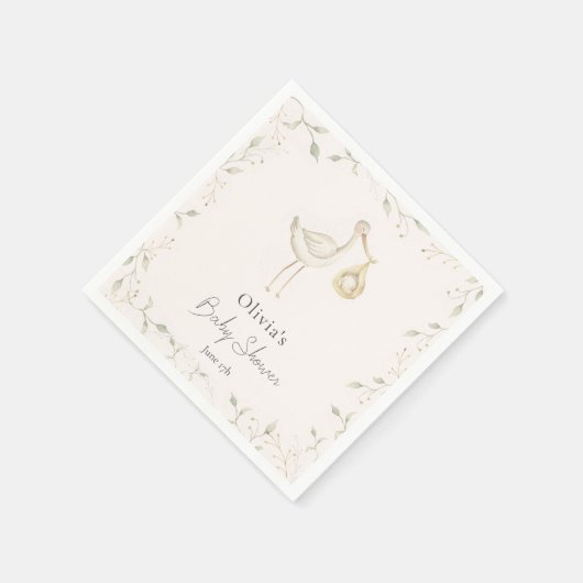 Ooievaar groen Baby shower Servet (Hoek)