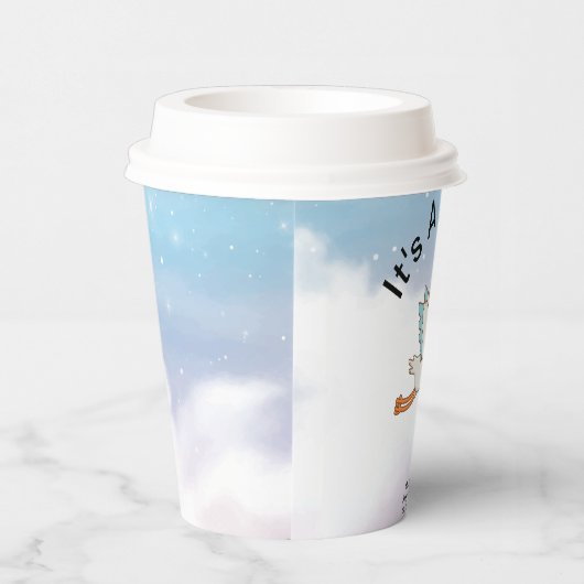 Ooievaar Het is een Jongen Baby shower Papieren Bekers (Rechts)