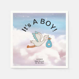 Ooievaar Het is een Jongen Baby shower Servet