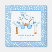 Ooievaar houdt tweeling Afro-Amerikaanse jongens m Magneet (Voorkant)