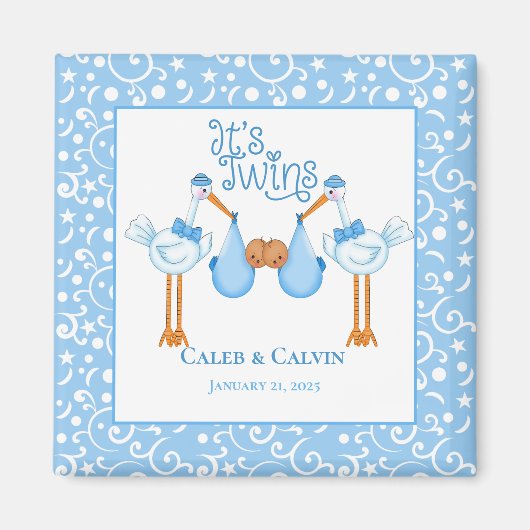 Ooievaar houdt tweeling Afro-Amerikaanse jongens m Magneet (Voorkant)