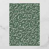 Ooievaar in modern goud en groen Baby shower Folie Uitnodiging (Achterkant)