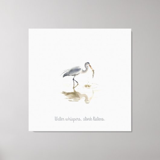 Ooievaar in water canvas afdruk (Voorkant)