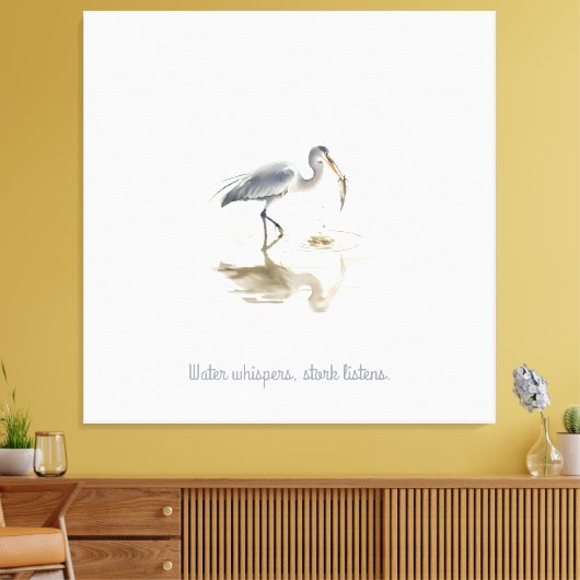 Ooievaar in water canvas afdruk (Insitu (Woonkamer))