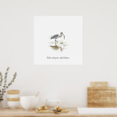 Ooievaar in water poster (Keuken)