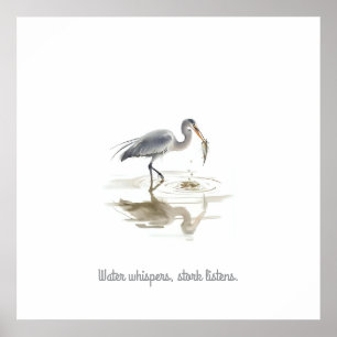 Ooievaar in water poster