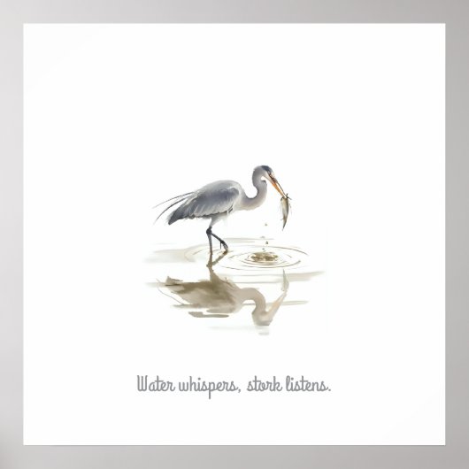 Ooievaar in water poster (Voorkant)