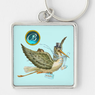 OOIEVAAR JONGEN BABY SHOWER BLAUWE EDELSTEEN MONOG SLEUTELHANGER
