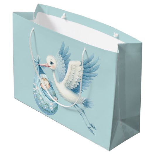 Ooievaar Jongen Groot Cadeauzakje (Achterkant Gekanteld)