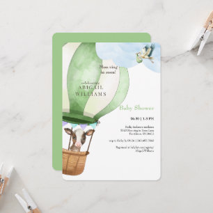 Ooievaar & Koe Moo-ving in Soon Baby shower Kaart