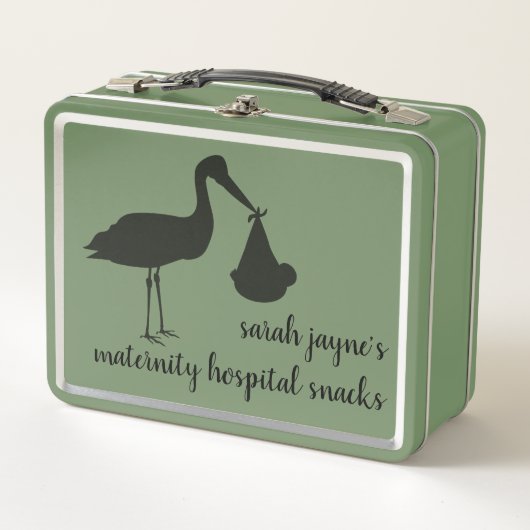 Ooievaar Levering Moeder om Retro Metal Lunch Box  (Voorkant)