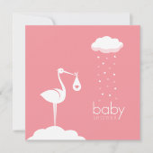 Ooievaar Levering Roze Baby shower Kaart (Voorkant)