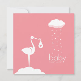 Ooievaar Levering Roze Baby shower Kaart