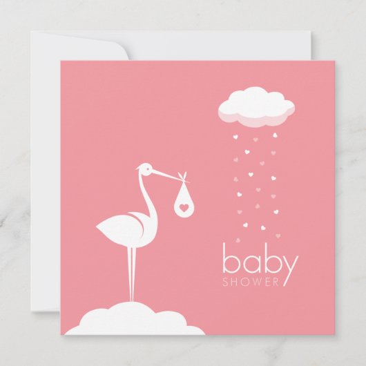 Ooievaar Levering Roze Baby shower Kaart (Voorkant)