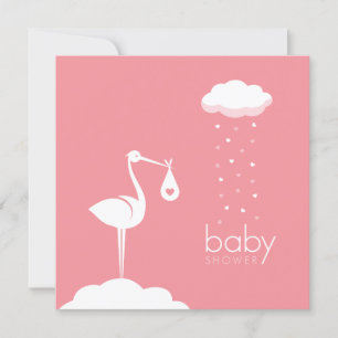 Ooievaar Levering Roze Baby shower Kaart