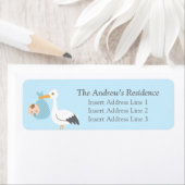 Ooievaar Levering Schattigee Baby Boy Bundel Etiket (Insitu)