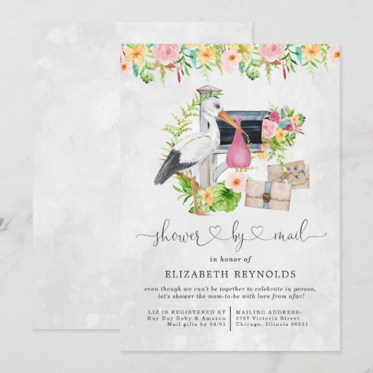 Ooievaar Levering | Virtuele Baby Shower per Post Kaart (Voorkant / Achterkant)