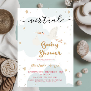 Ooievaar Levering, Wolken Virtuele Baby Shower Kaart