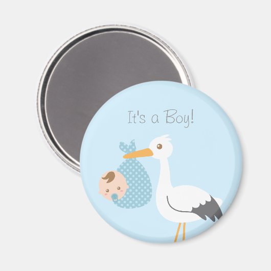 Ooievaar levert baby jongen zijn een jongen magnee magneet (Voorkant / Achterkant)