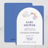 Ooievaar levert Little Boy Baby shower Blue Kaart (Voorkant / Achterkant)