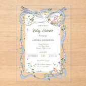 Ooievaar Lint en Bow Baby shower Acryl Uitnodigingen (Voorkant)