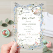 Ooievaar Lint en Bow Baby shower Acryl Uitnodigingen