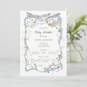 Ooievaar Lint en Bow Baby shower Kaart (Staand voorkant)