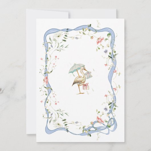 Ooievaar Lint en Bow Baby shower Kaart (Achterkant)