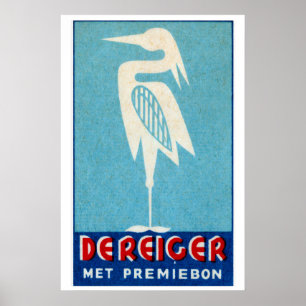 Ooievaar - Luciferdoosje Print - Esthetische Wandk