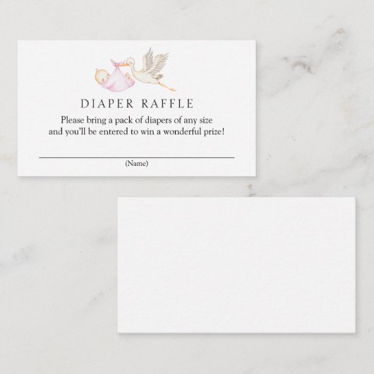Ooievaar Luier Raffle Baby shower Informatiekaartje (Voorkant / Achterkant)