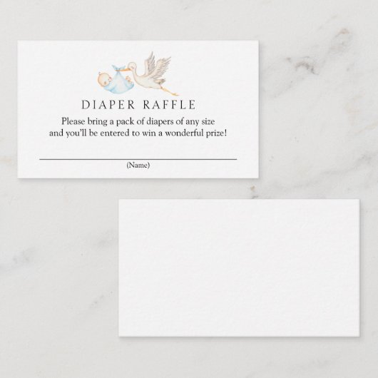 Ooievaar Luier Raffle Baby shower Informatiekaartje (Voorkant / Achterkant)