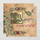 OOIEVAAR MEISJE BABY SHOWER FLORALE MONOGRAM KAART (Voorkant / Achterkant)