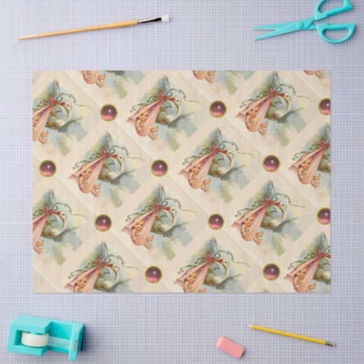 OOIEVAAR MEISJE BABY SHOWER ROZE EDELSTENEN TISSUEPAPIER (Craft)