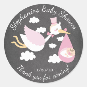 Ooievaar Meisjes Baby shower Favor Sticker