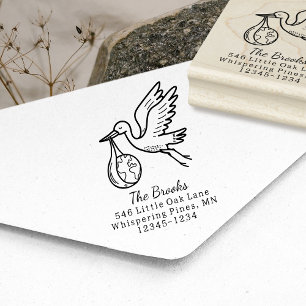 Ooievaar met aarde retouradres rubberstempel