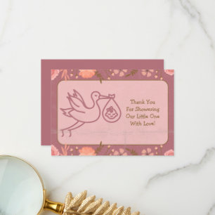 ooievaar met Baby-Baby shower Bedankkaart