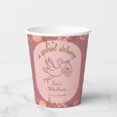 ooievaar met Baby-Baby shower Papieren Bekers (Voorkant)