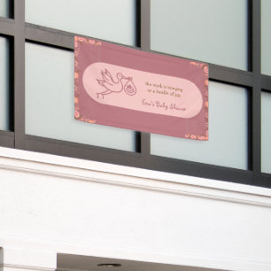 ooievaar met Baby-Baby shower Spandoek